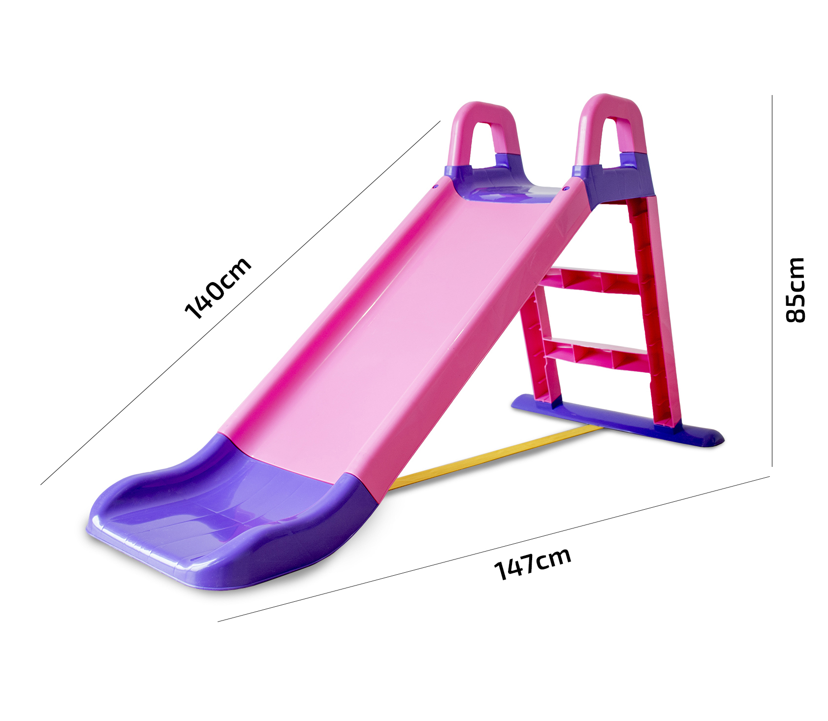 Rutsche mit Griff und Stufen 140cm rosa/violett